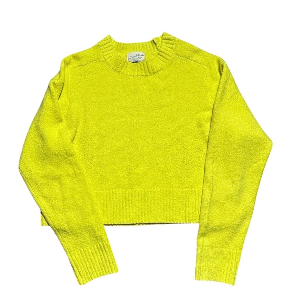 Universal Threads Neon Yellow Medium Crew Neck Hipster Polyester Blend Sweater